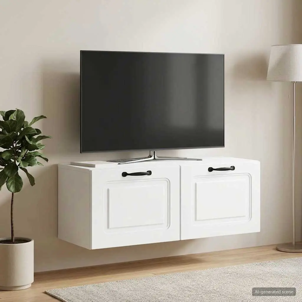 Wall-Mounted TV Cabinet Compact Entertainment Unit White 78.5 x 31 x 30 cm