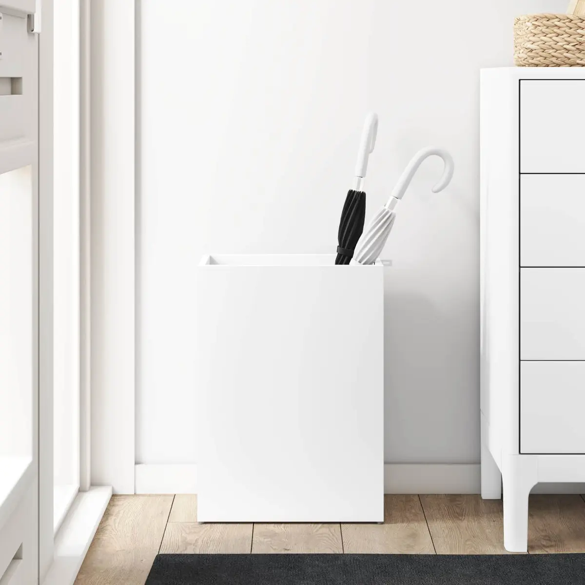 Umbrella Stand White Rectangular Storage Rack Modern 40 x 20 x 55.5 cm