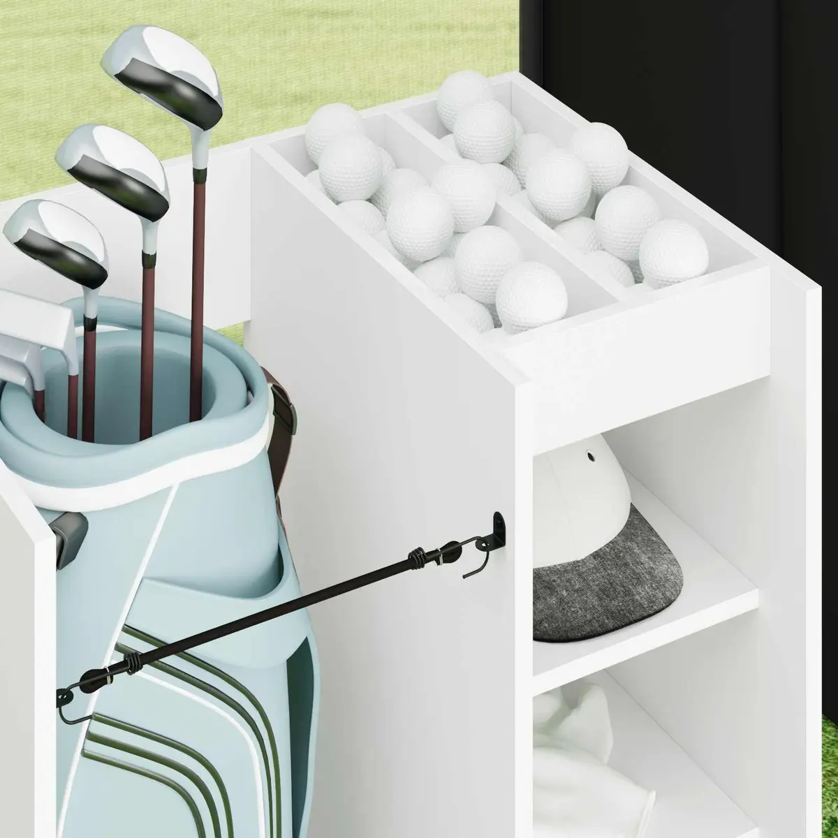 Wooden Golf Cabinet Storage Organizer White Rectangular 65 x 45 x 98 cm