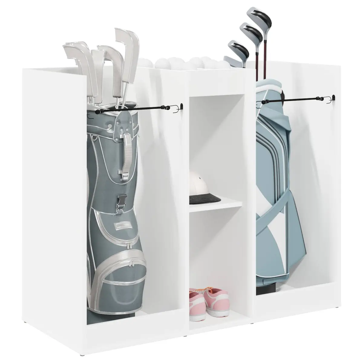 White Wooden Golf Cabinet Storage Organizer 102 x 45 x 85.5 cm Indoor Home