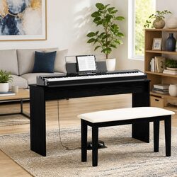 Keyboard Stand Black Oak 120 x 32 x 64 cm Engineered Wood Modern Design