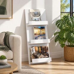Your Friendly White Magazine Rack with Shelf Awaits