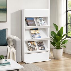 Your Go-To White Magazine Rack with Shelf for Easy Access