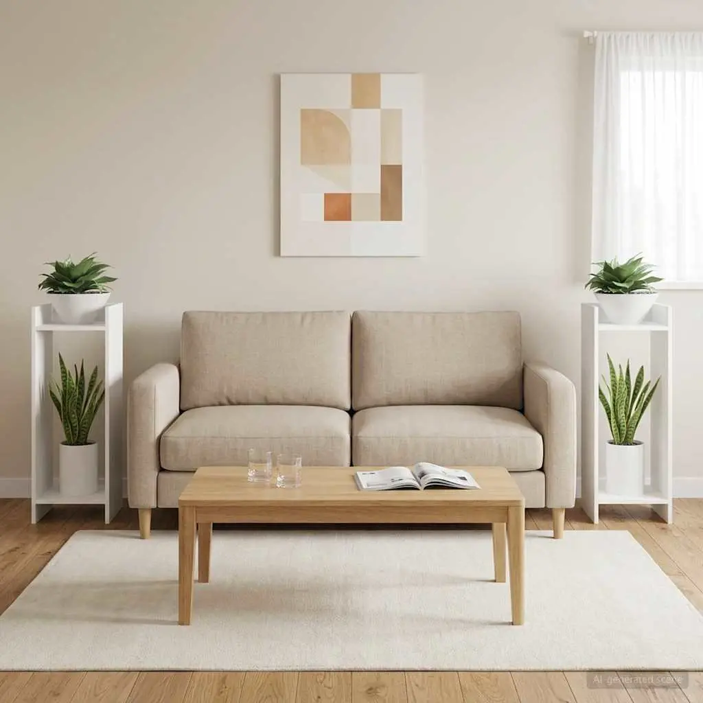 Plant Stand Open Frame Vertical Space-Saving 30 x 30 x 80 cm 2 pcs White