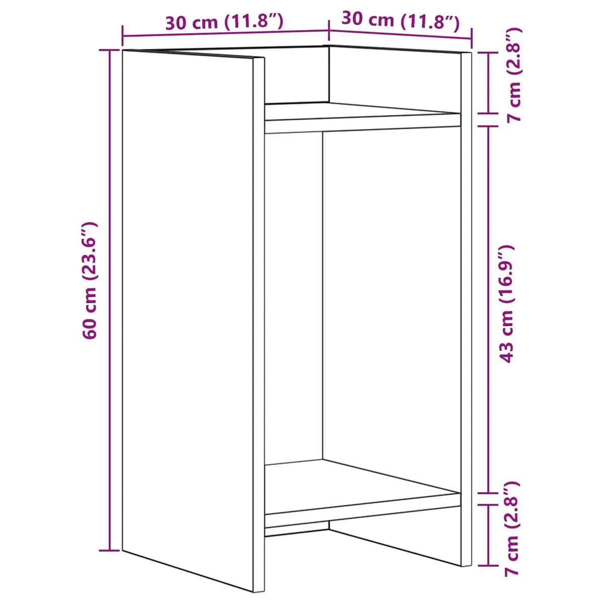 Plant Stand White 30x30x60cm Indoor Display Shelf 2 Pcs Engineered Wood