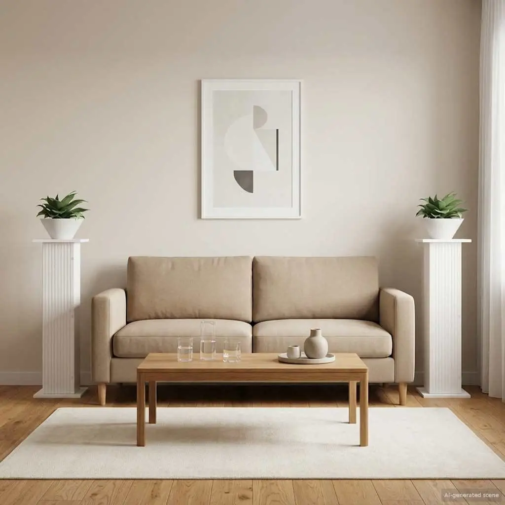 Plant Stand 2 Pieces White Indoor Display Riser Engineered Wood Home Garden