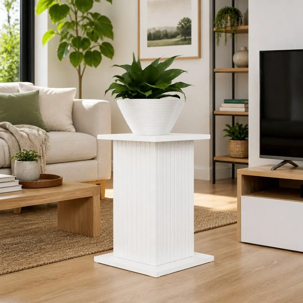 Plant Stand Modern Indoor Display Riser White 30.5cm 2 Pieces