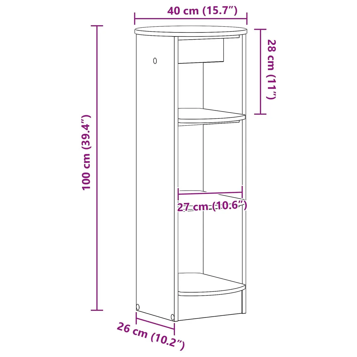 Side Cabinet White Engineered Wood 40x40x100cm