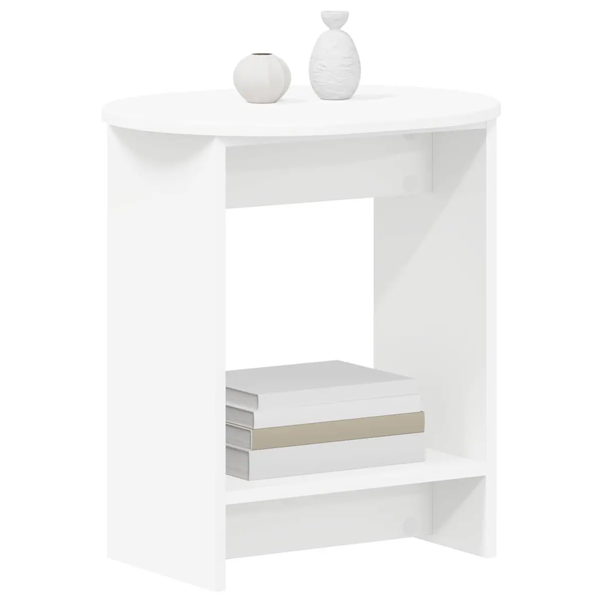 White Side Table End Table Accent Living Room Bedroom Nightstand 50x39.5x55cm