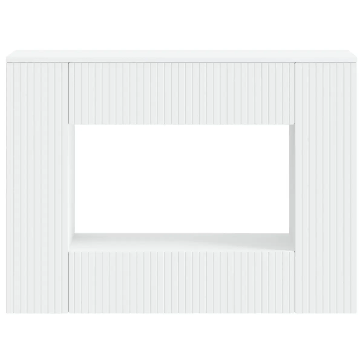 Console Table White Striped Hallway Living Room Office Storage Shelves Drawers