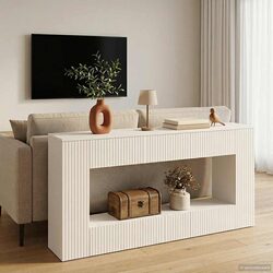 A Friendly White Striped Console Table for You