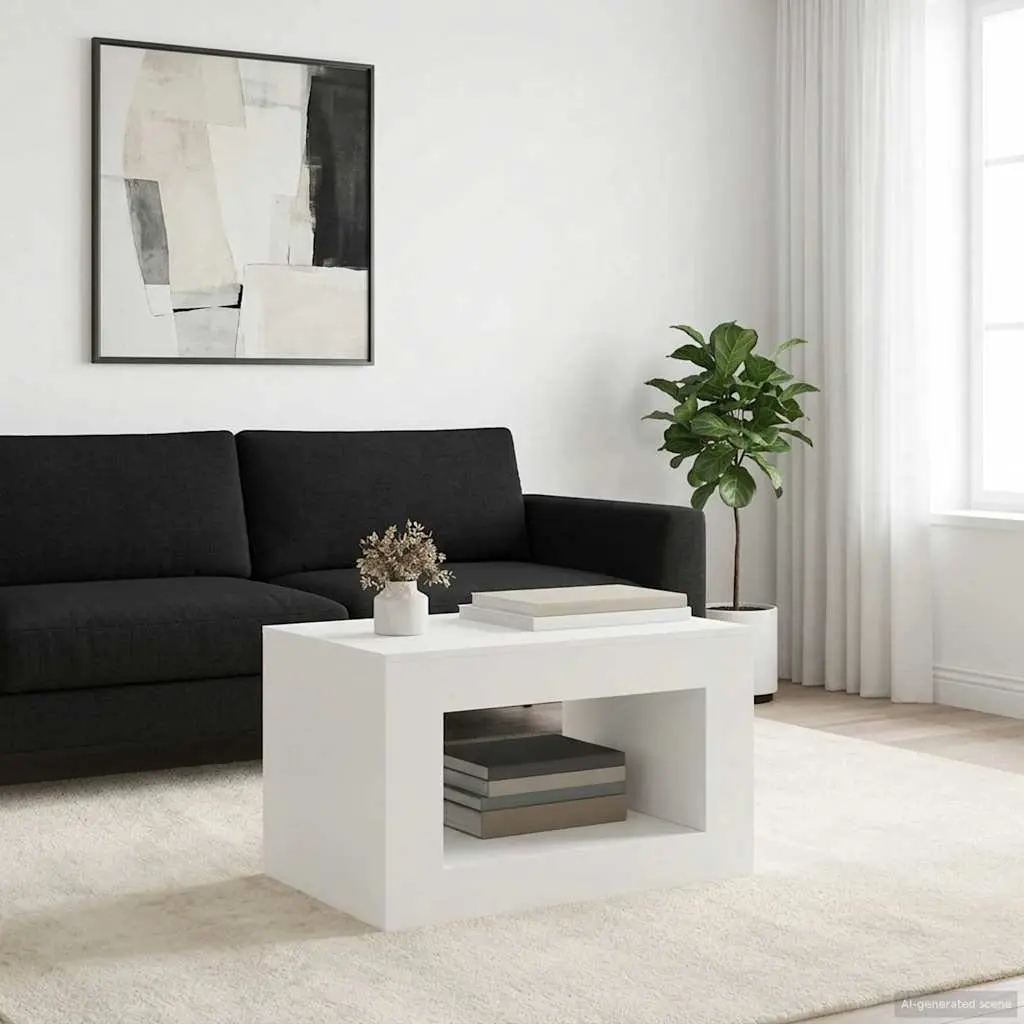 White Coffee Table Compact Accent Side Table