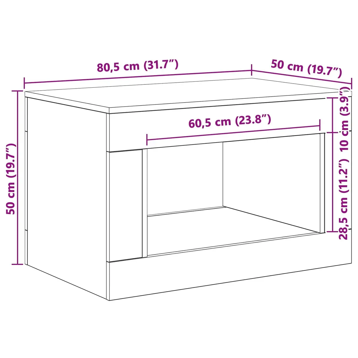 White Coffee Table Compact Accent Side Table