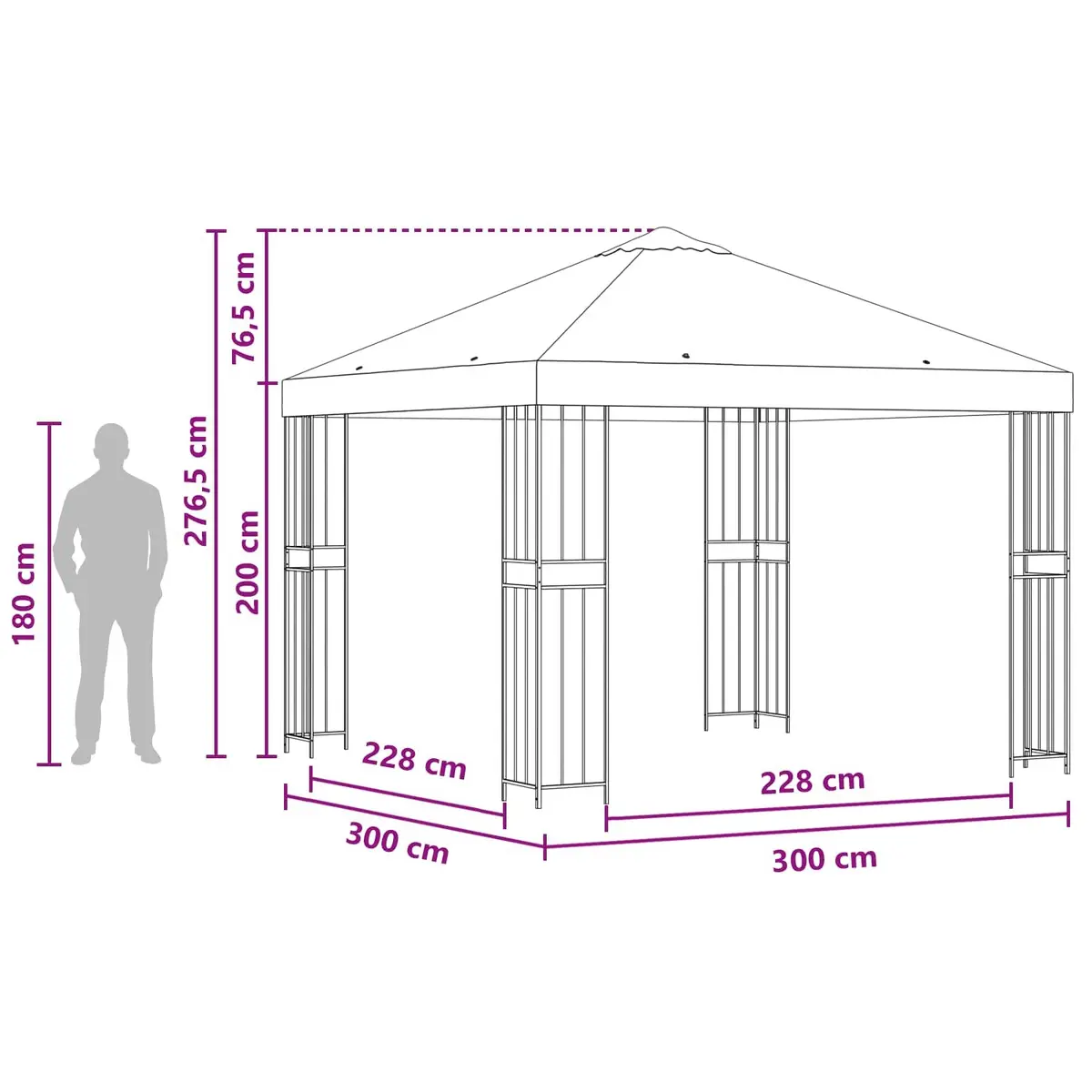 Gazebo Outdoor Canopy Cream 3 x 3 m Steel Frame Garden Patio Shelter
