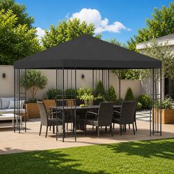 Gazebo 3x3m Outdoor Garden Canopy Anthracite Polyester Steel Frame Patio Shelter