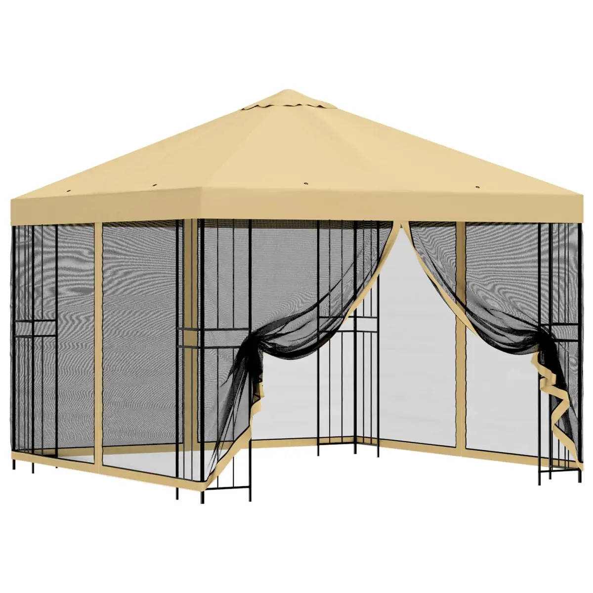 Garden Gazebo Cream Polyester 3 x 3 m Steel Frame Ventilation