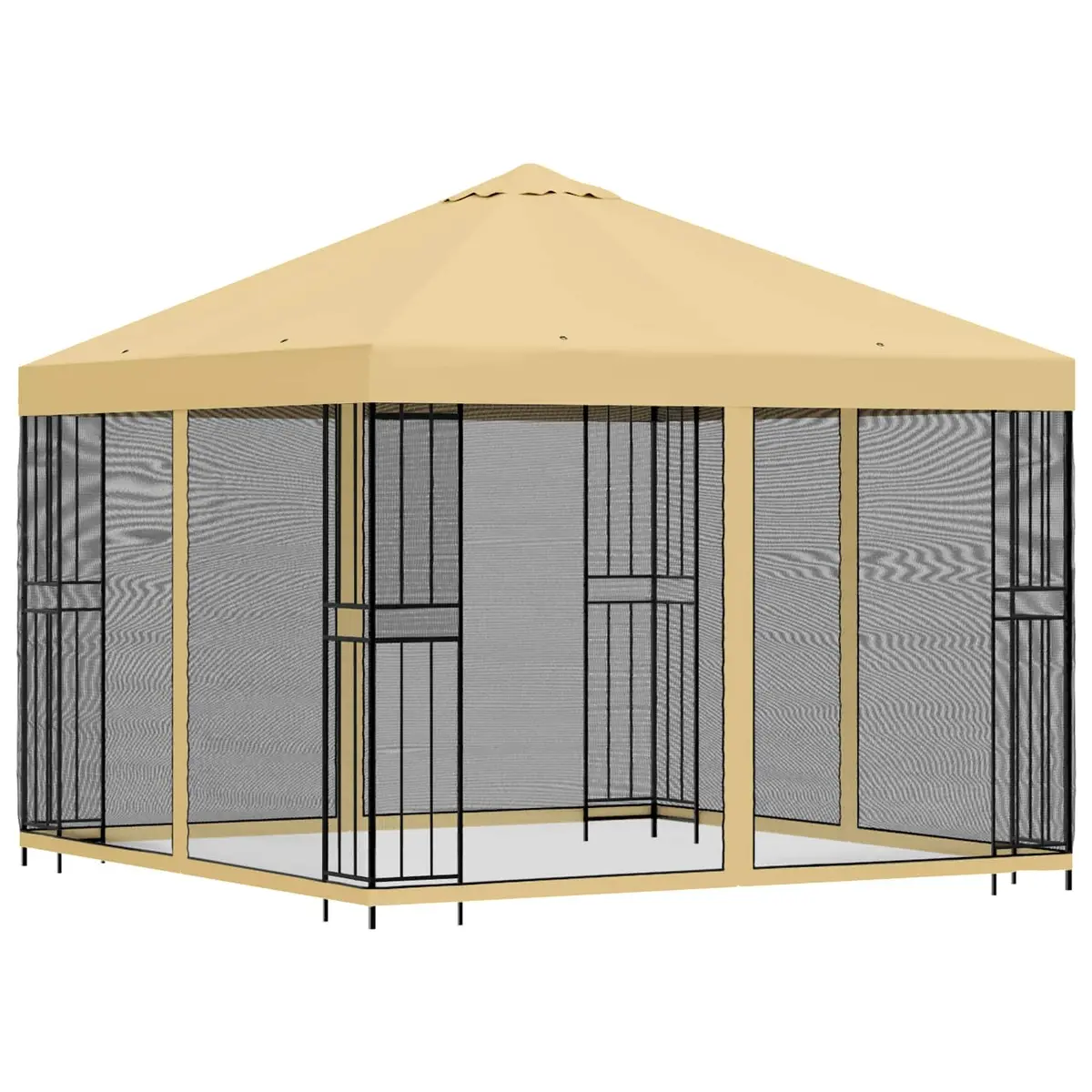 Garden Gazebo Cream Polyester 3 x 3 m Steel Frame Ventilation