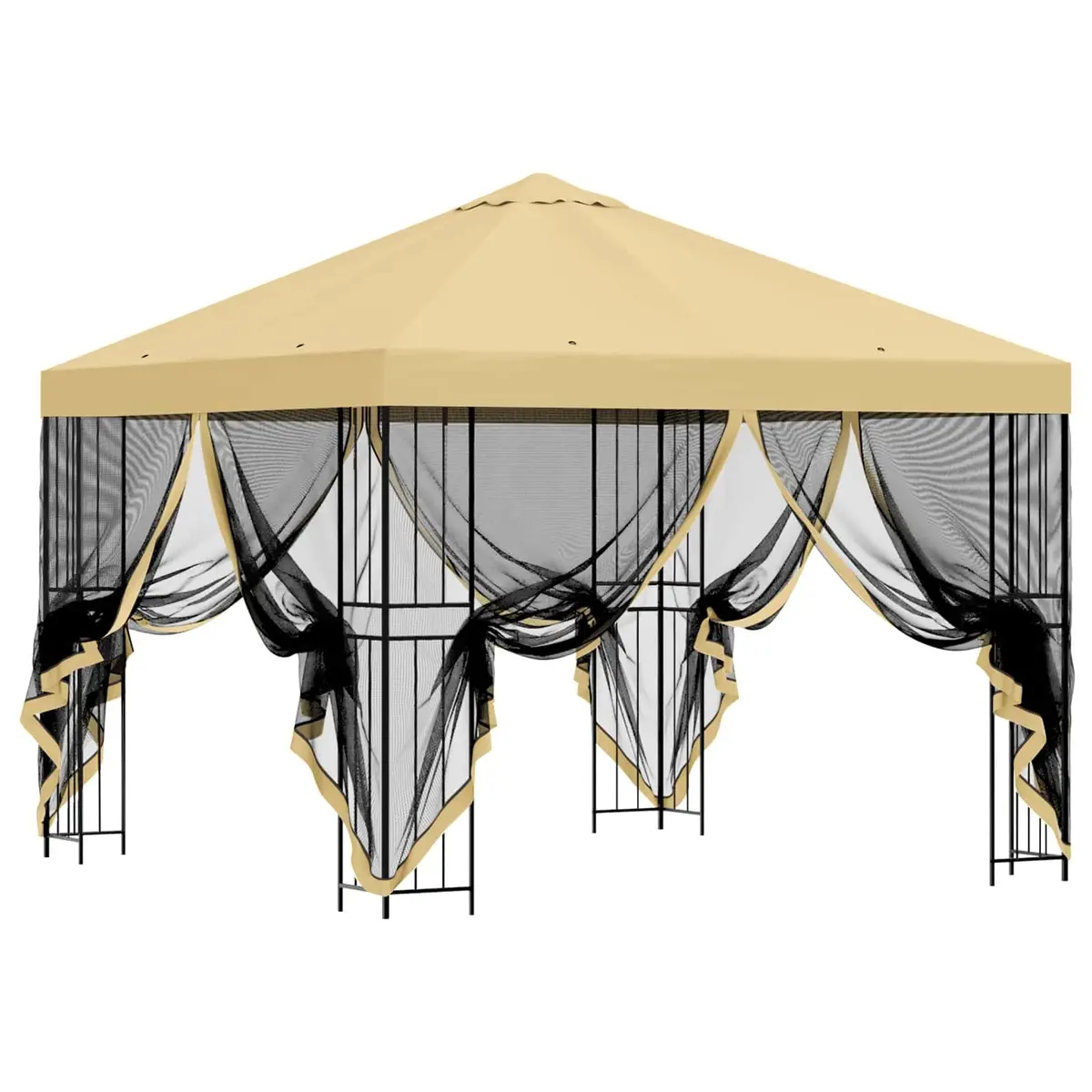 Garden Gazebo Cream Polyester 3 x 3 m Steel Frame Ventilation