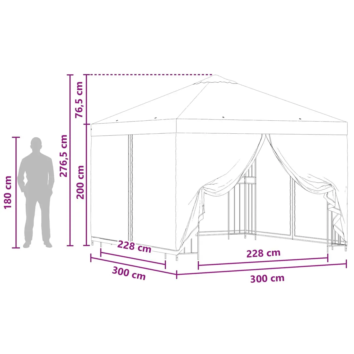Garden Gazebo Cream Polyester 3 x 3 m Steel Frame Ventilation