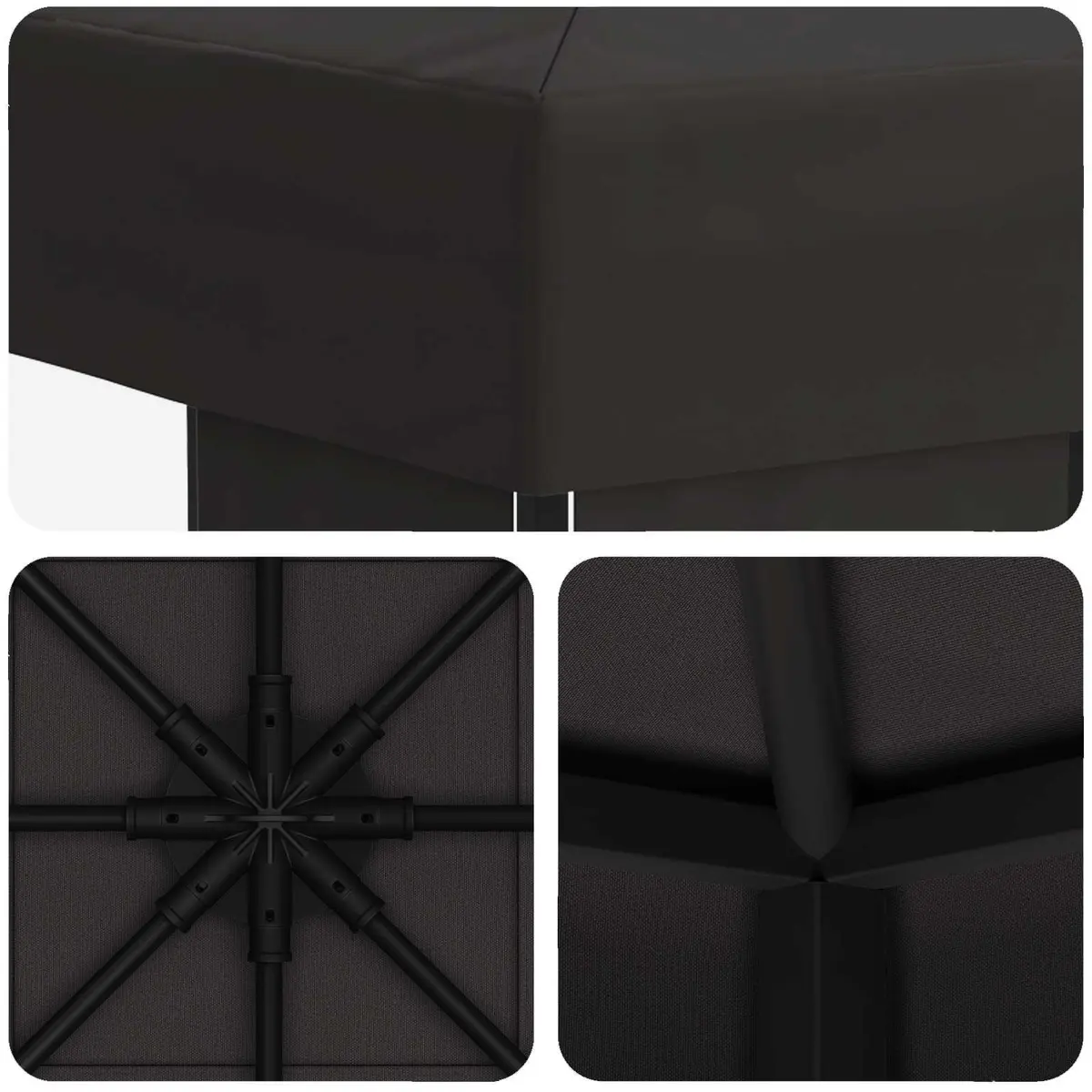 Outdoor Gazebo Anthracite Canopy 3 x 3 m Steel Frame