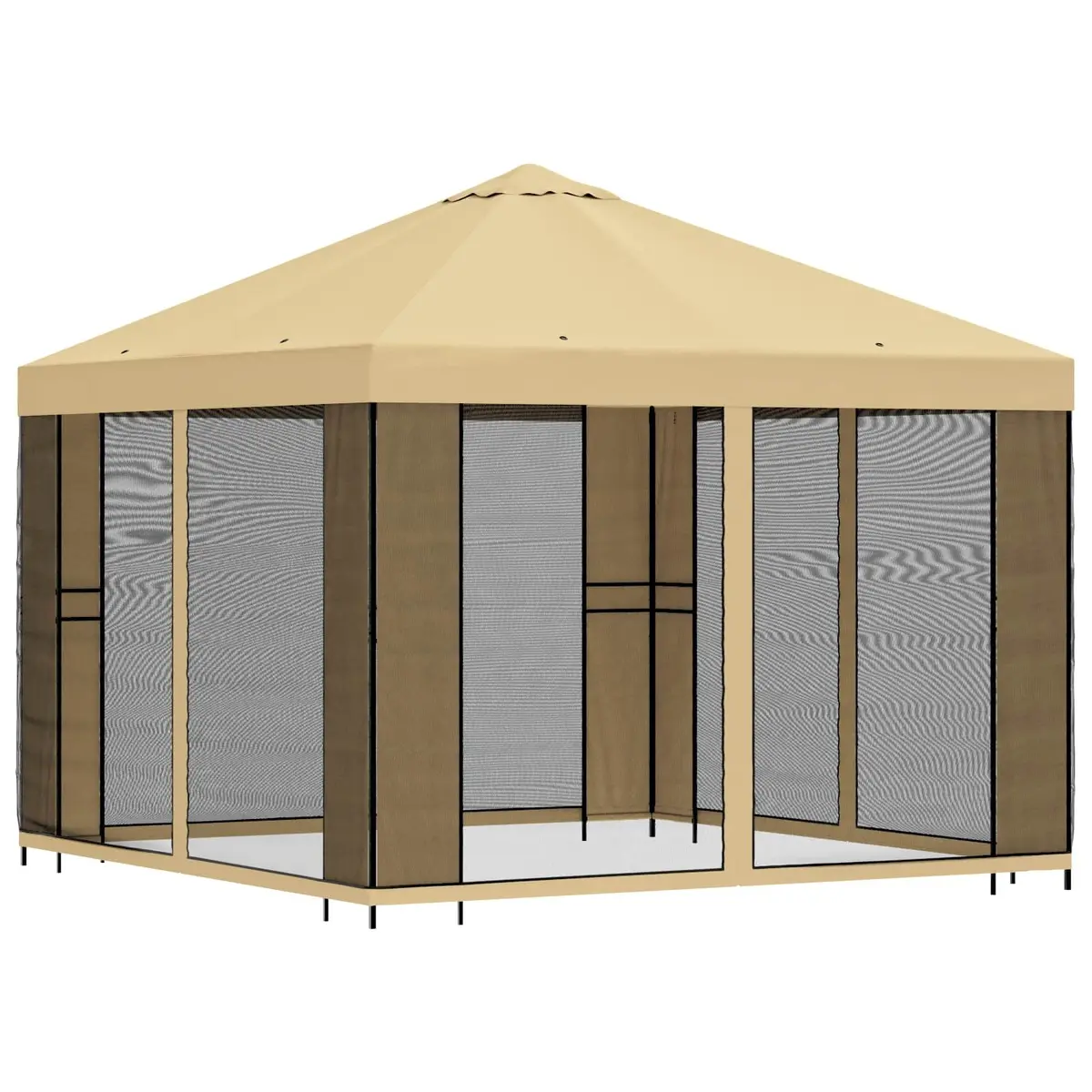 Garden Gazebo Cream Polyester 3x3m Steel Frame Outdoor Canopy