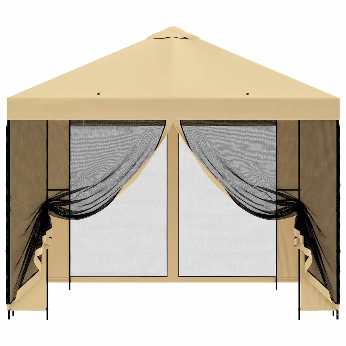 Garden Gazebo Cream Polyester 3x3m Steel Frame Outdoor Canopy