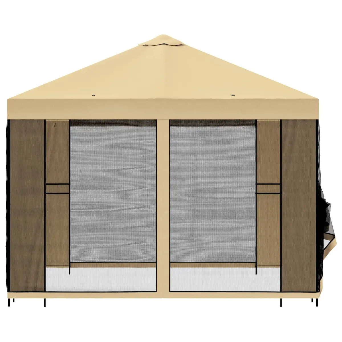 Garden Gazebo Cream Polyester 3x3m Steel Frame Outdoor Canopy
