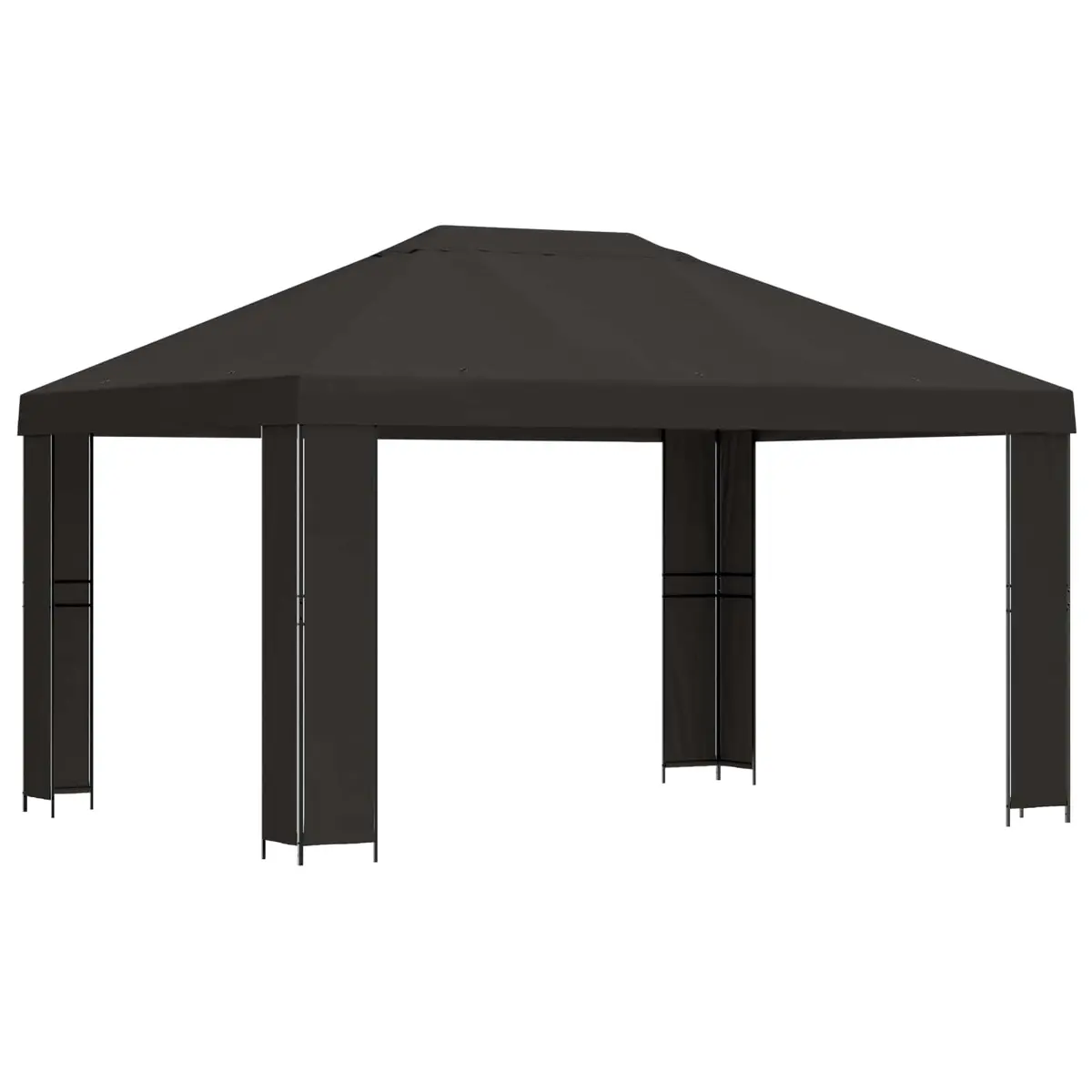 Gazebo Industrial Style 4 x 3 m Anthracite Outdoor Canopy Shade Structure Steel Frame Polyester