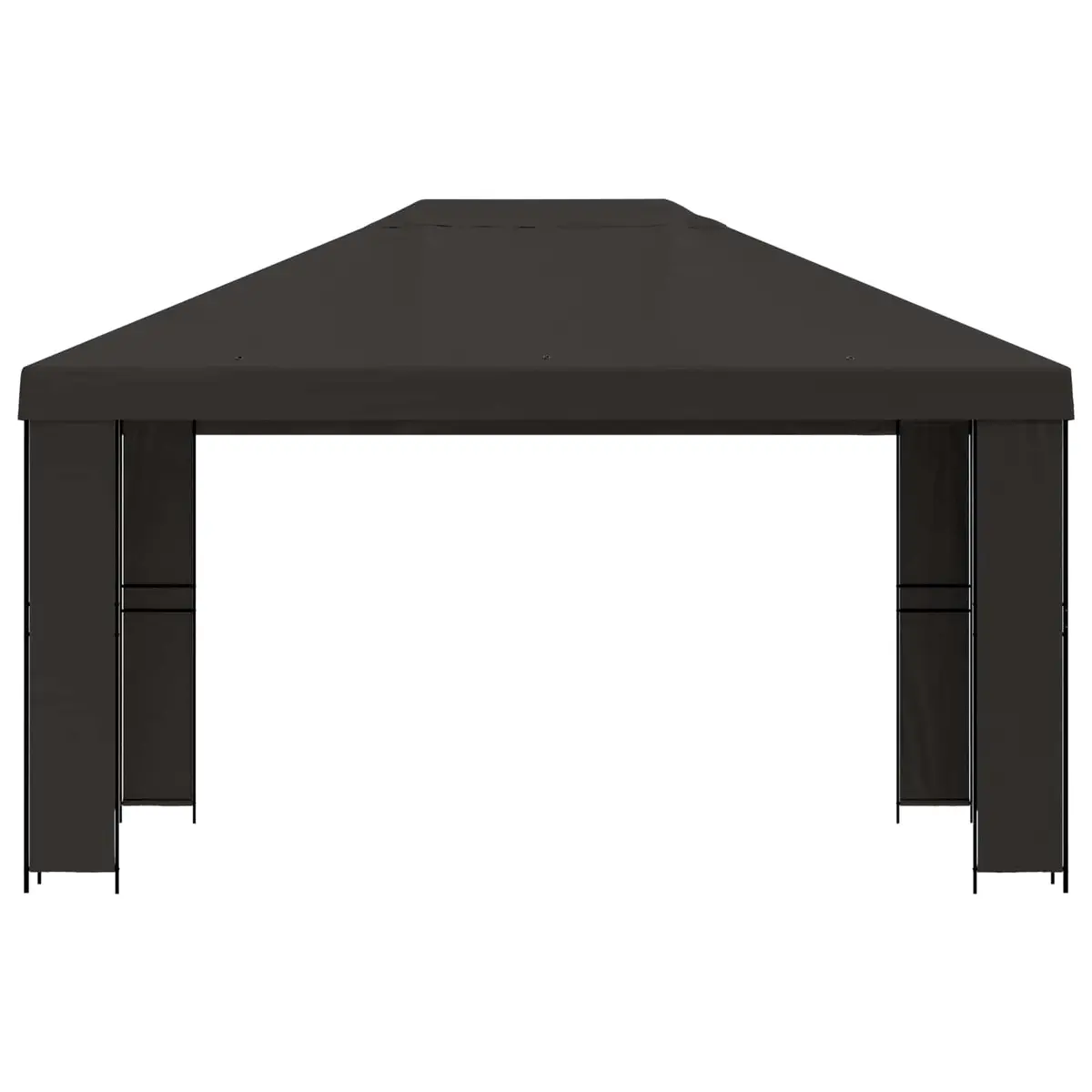 Gazebo Industrial Style 4 x 3 m Anthracite Outdoor Canopy Shade Structure Steel Frame Polyester