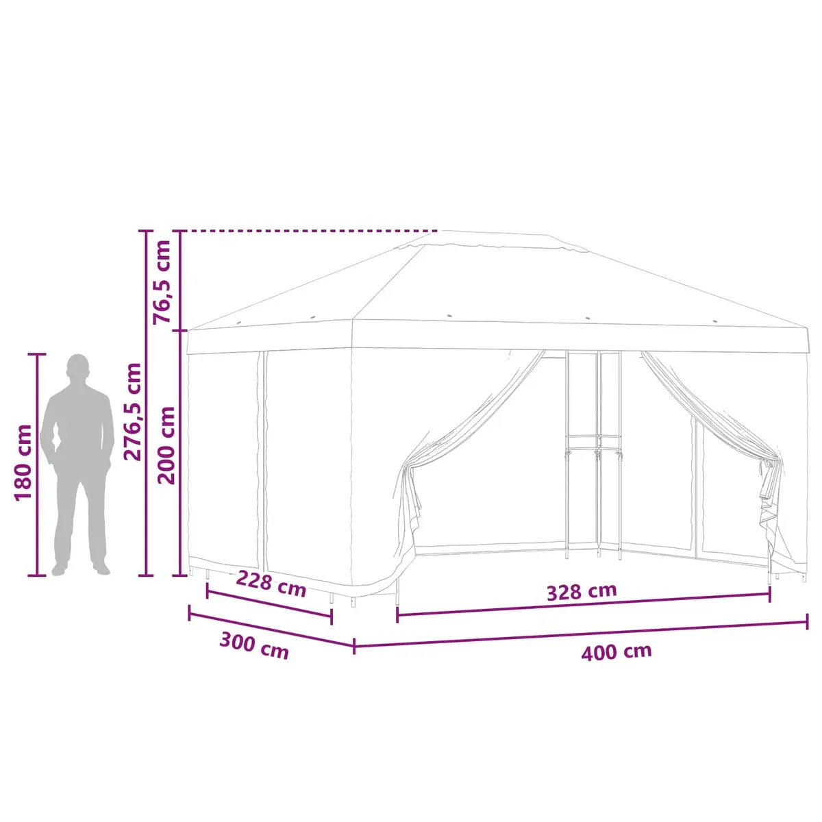 Garden Gazebo Canopy 4x3m Outdoor Shade Structure Steel Frame Cream