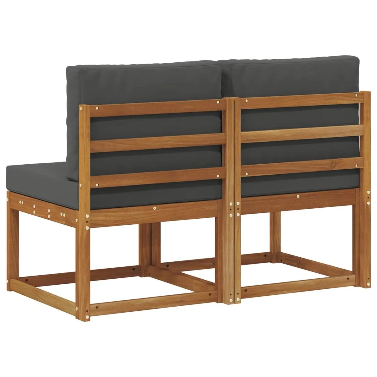Outdoor Middle Sofa Sectional Unit Brown Modular Seating Acacia Wood Garden