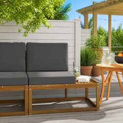 Outdoor End Sofa Modular Sectional Unit Garden Balcony Furniture Slatted Design