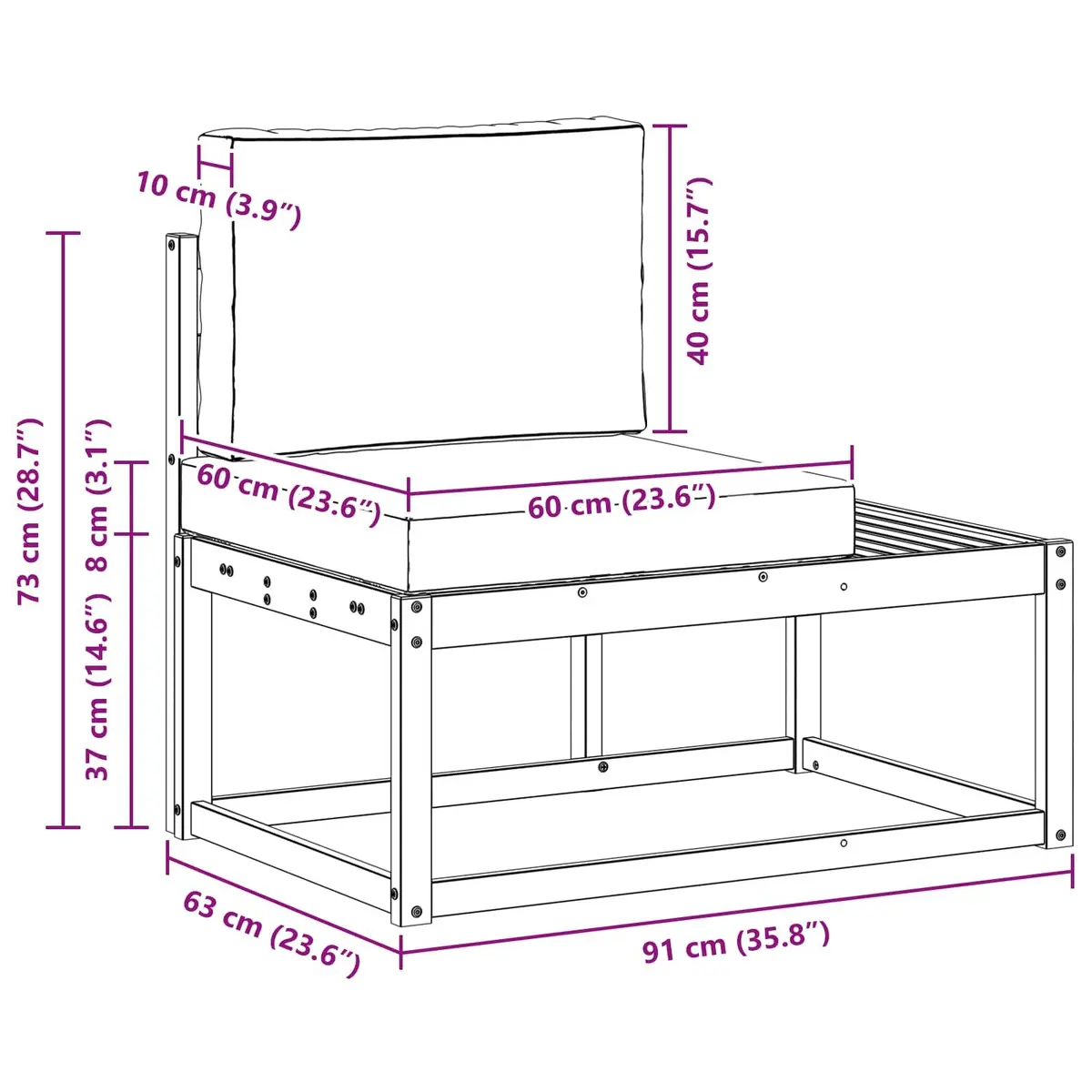 Outdoor End Sofa Unit for Relaxation