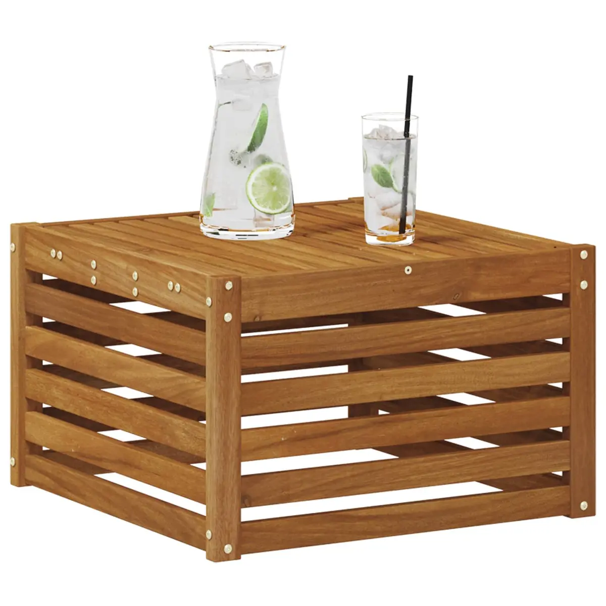 Outdoor Table Solid Acacia Wood Brown Modern Garden Furniture 59x59x37cm