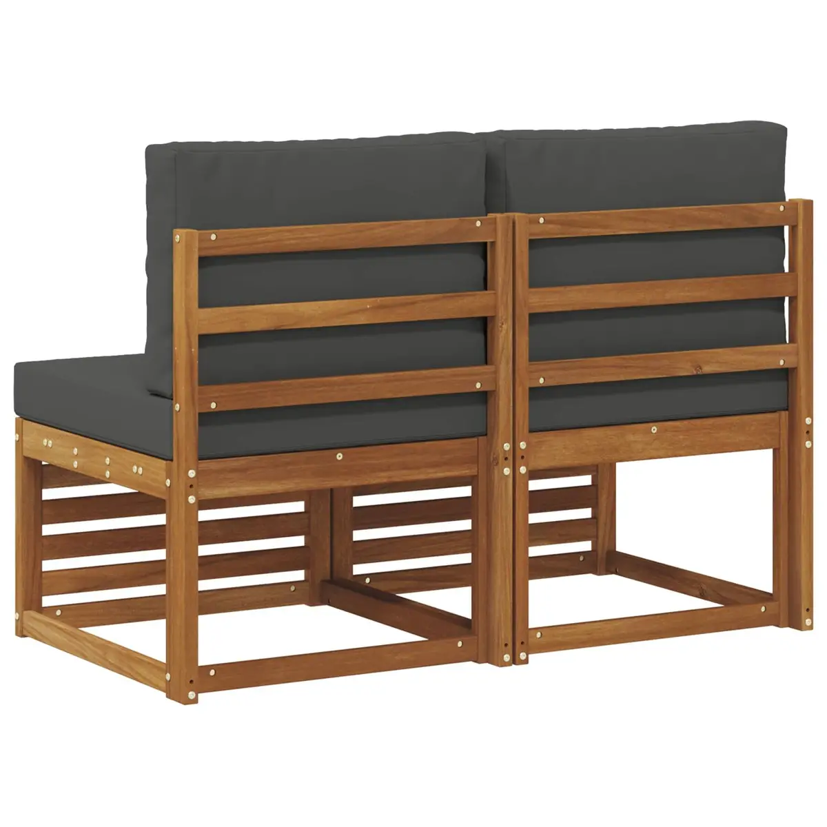 Outdoor Middle Sofa 2 Piece Set Garden Patio Seating Acacia Wood Brown Natural