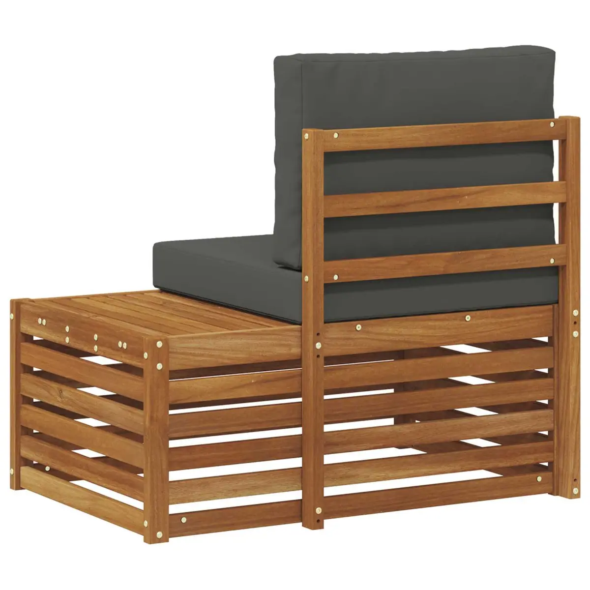 Outdoor End Sofa Brown Solid Acacia Wood Garden Sectional Seating Unit