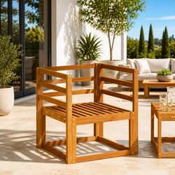Solid Acacia Wood Armrests - Outdoor Set of 2