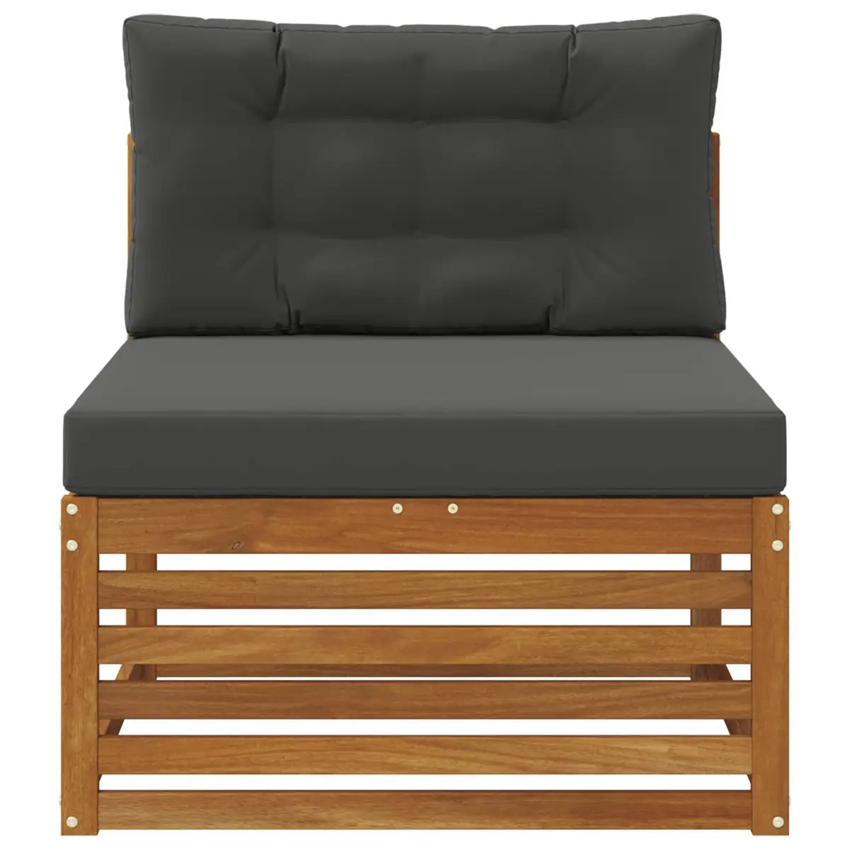Outdoor Middle Sofa Section Acacia Wood Garden Patio Sectional Seating Brown