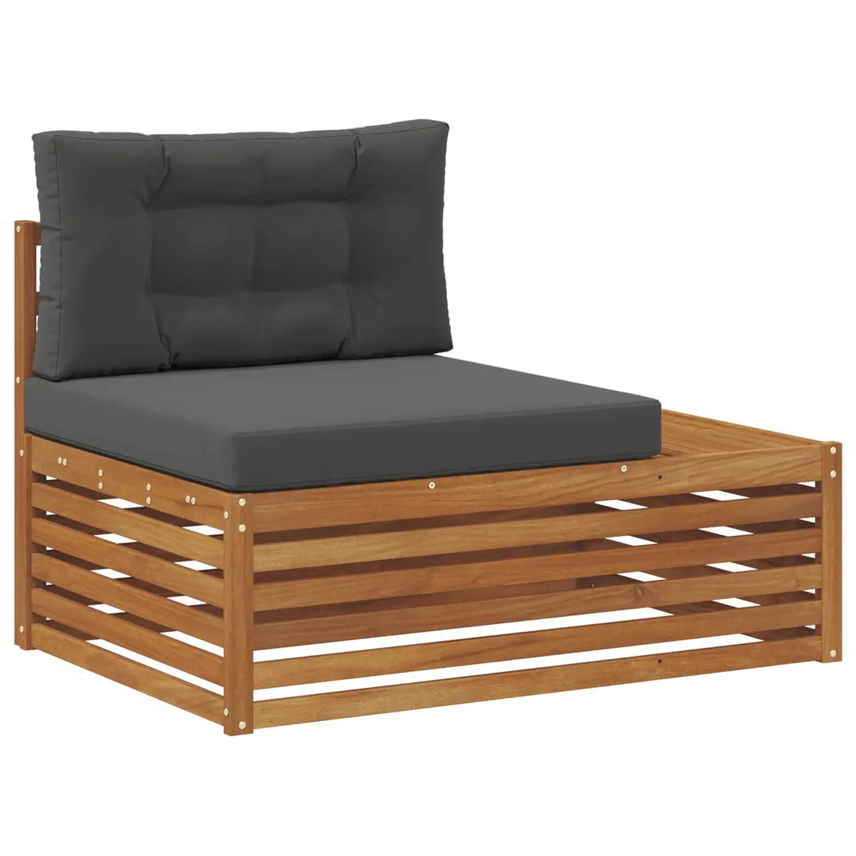 Outdoor End Sofa Brown Solid Acacia Wood Garden Patio Sectional Seating Unit