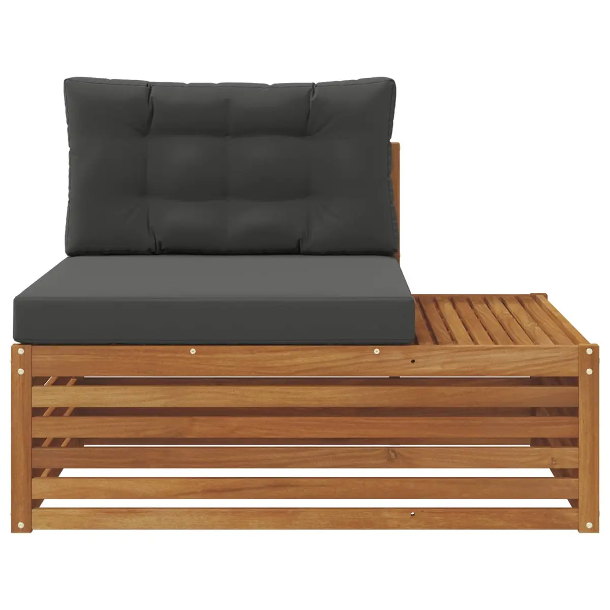 Outdoor End Sofa Brown Solid Acacia Wood Garden Patio Sectional Seating Unit