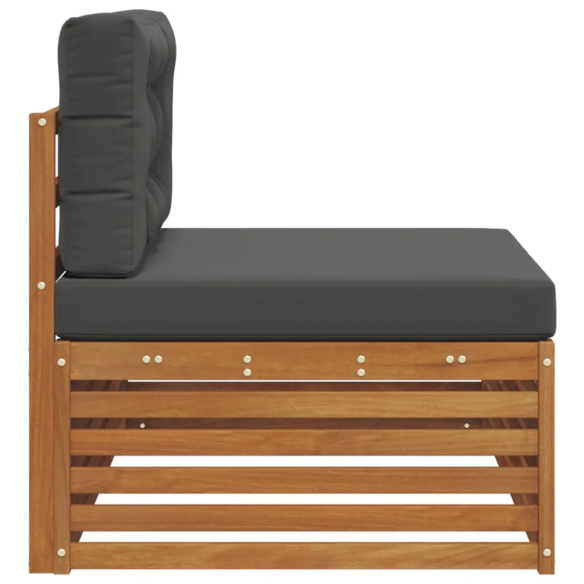 Outdoor End Sofa Brown Solid Acacia Wood Garden Patio Sectional Seating Unit