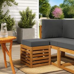 Outdoor Sectional Sofa 2 Piece Modular Garden Patio Seating Set Natural Wood
