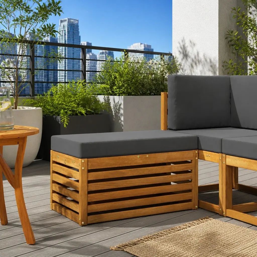 Outdoor Stool Bench Solid Acacia Wood Natural Size