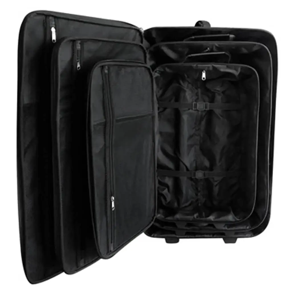 5 Piece Lightweight Trolley Luggage Set Black Travel Suitcases with Telescopic Handles and Smooth Rolling Wheels for Weekend Getaways