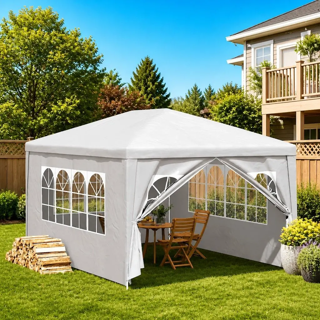 Party Tent Outdoor Gazebo 3x4m White with Door Panels