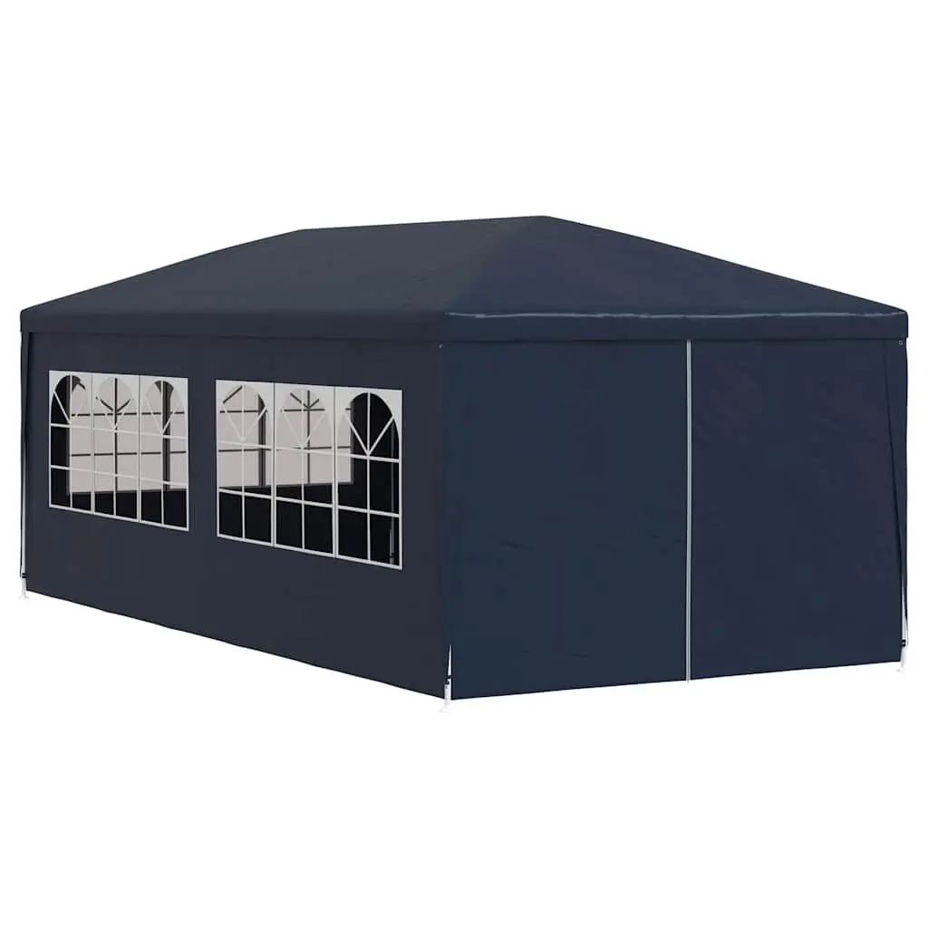 Party Tent Blue Outdoor Canopy 3x6 m with Side Panels and Door