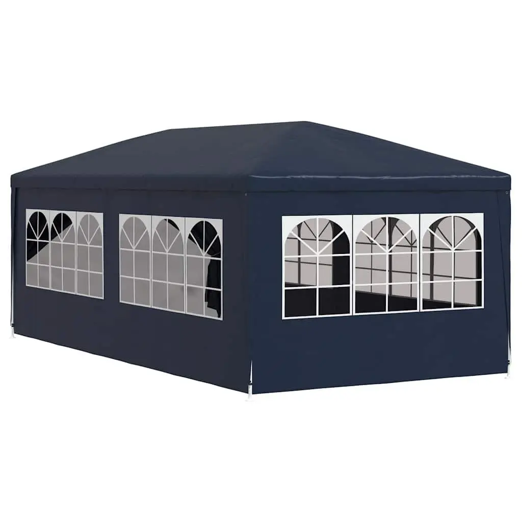 Party Tent Blue Outdoor Canopy 3x6 m with Side Panels and Door