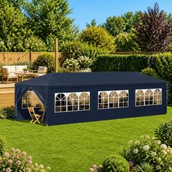 Party Tent 3x9m Blue Outdoor Marquee Garden Canopy Gazebo with Panels Door