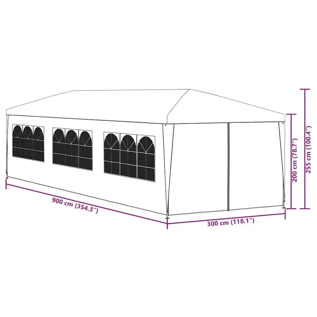 Party Tent Blue 3x9m Outdoor Marquee Garden Canopy Gazebo with Panels Door