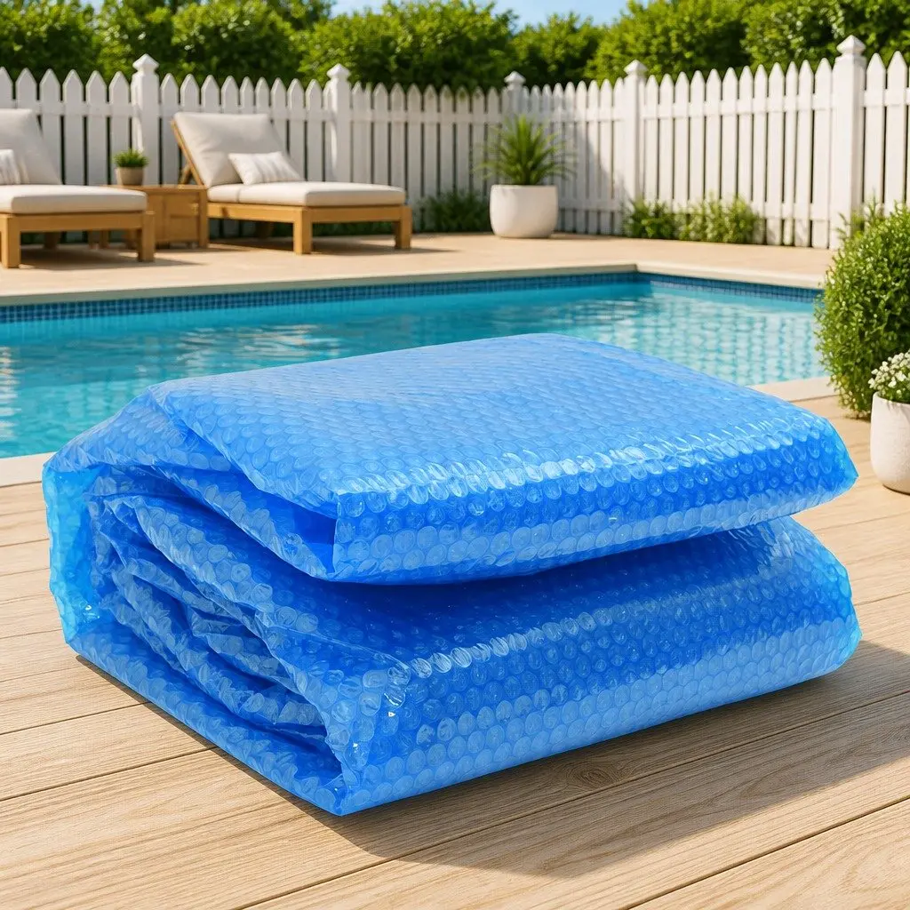 Solar Pool Cover Round Blue Heat Retention 381cm PE Bubble Film